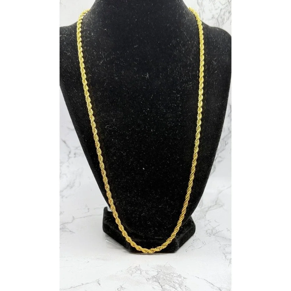Vintage‎ Gold Tone Rope Chain Necklace 24